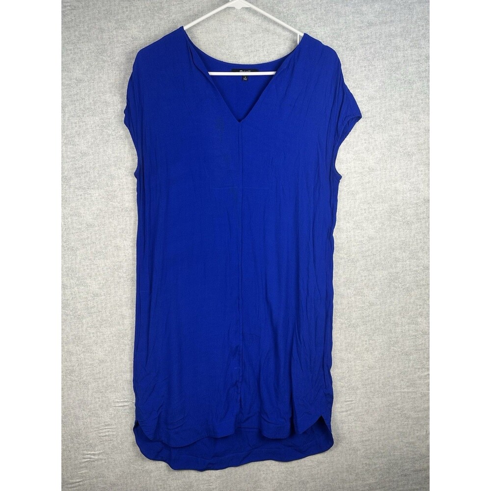 Madewell Womens Blue Shift Dress 100% Viscose Size Small Light Weight V Neck